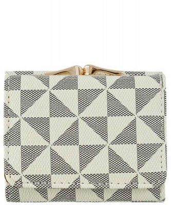 PM Monogram Kiss Lock Tri-fold Wallet PM031 IVORY